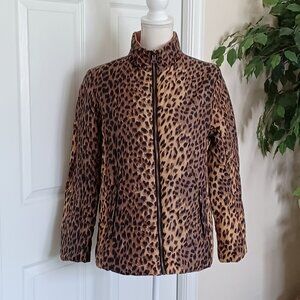 EUC Designer Dennis Basso Animal Print Puffer Jacket Size XS